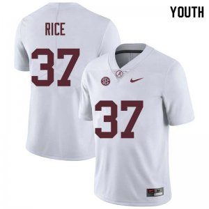 NCAA Youth Alabama Crimson Tide #37 Jonathan Rice Stitched College Nike Authentic White Football Jersey VZ17Y56YL